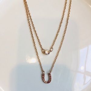 Horseshoe/ crystal good luck necklace